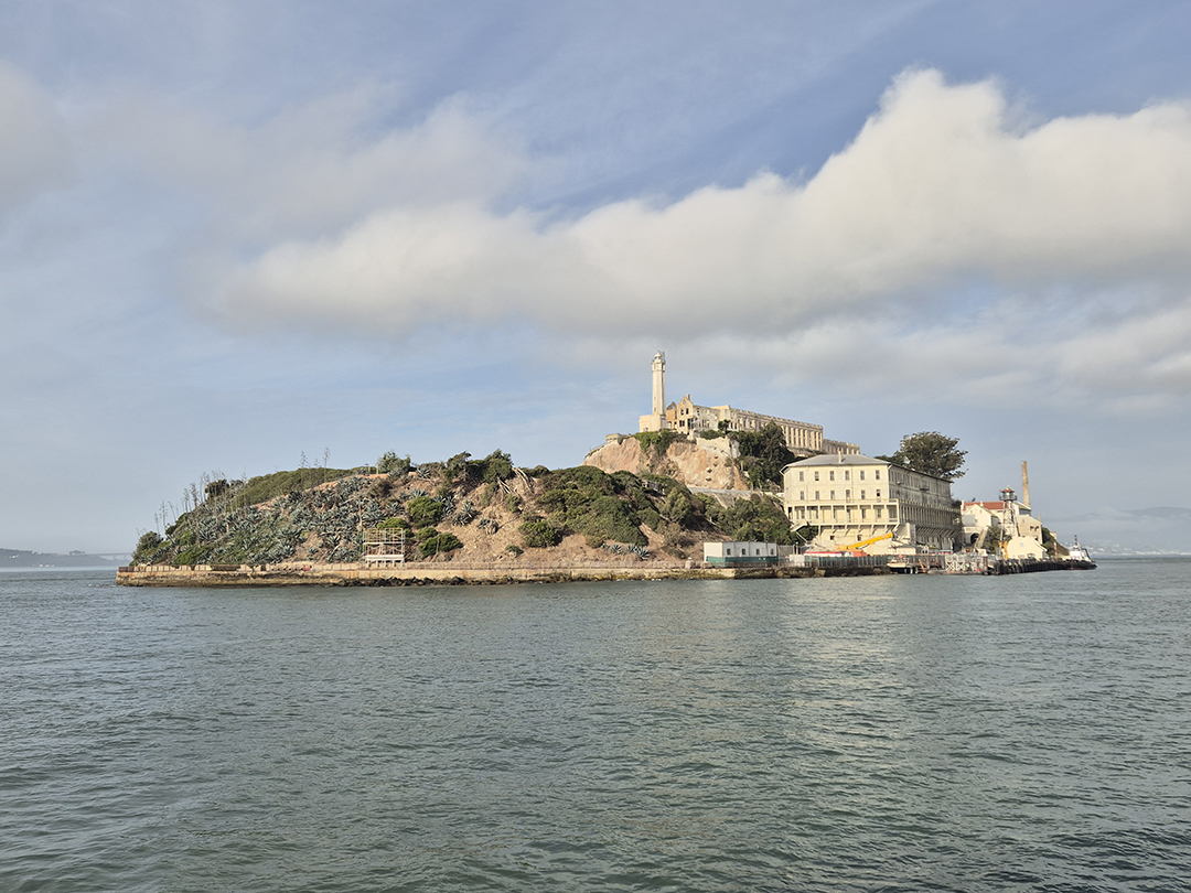 View of Alcatraz Island, the former high-security prison now one of San Francisco’s most visited museums.