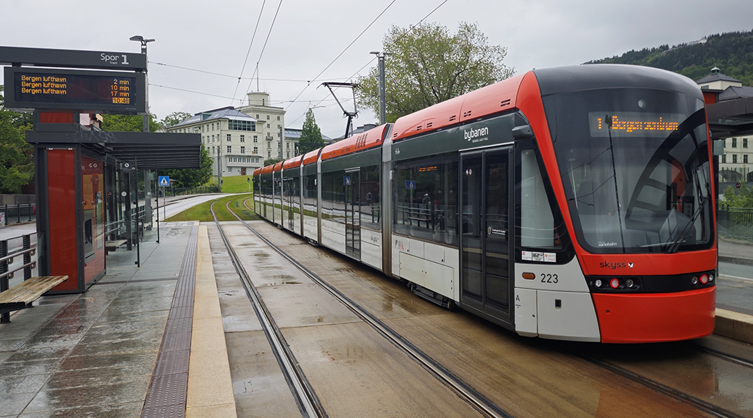 Bergen’s modern tram system offering easy and affordable city exploration.