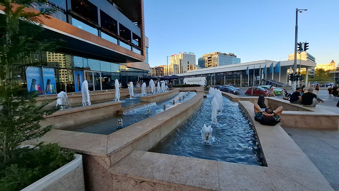 A contemporary public space in Sofia serves as a meeting point for urban life and social interaction.