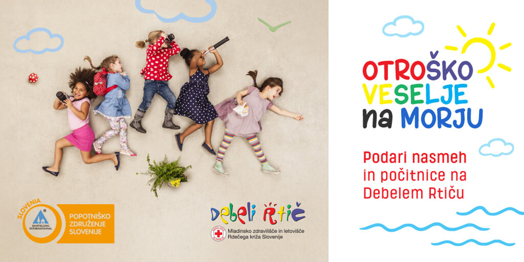 Visual of the Children’s Joy at Sea campaign promoting solidarity and enabling children to enjoy an unforgettable holiday at Debeli Rtič.