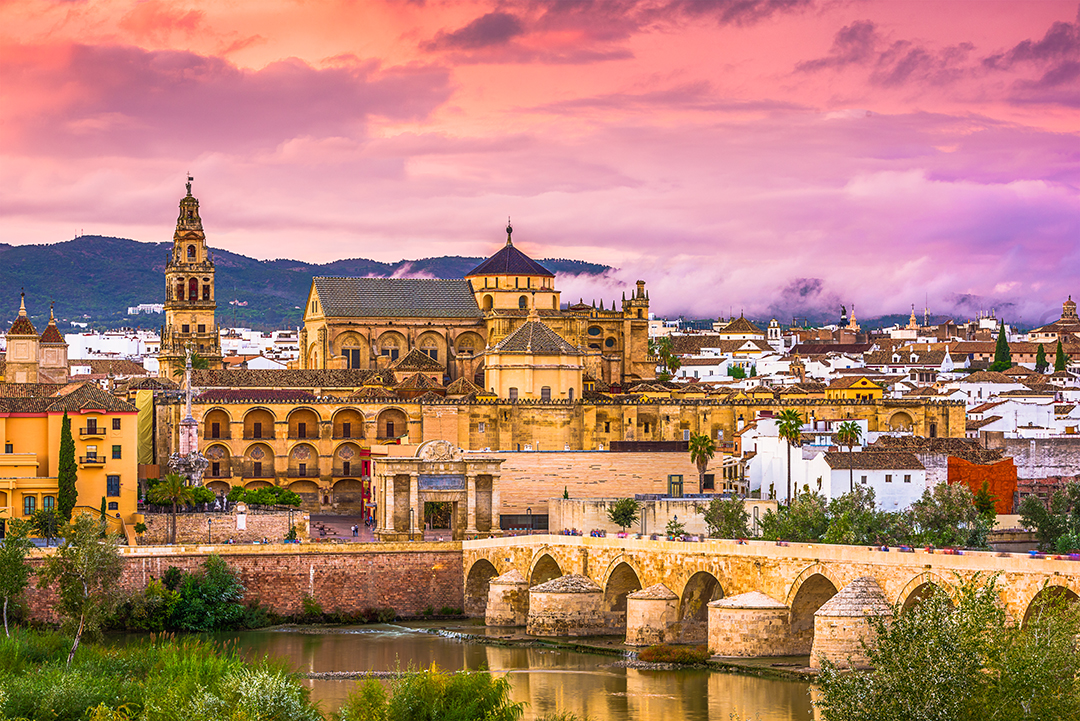 The historic center of Córdoba at sunset highlights the rich heritage of Andalusia.