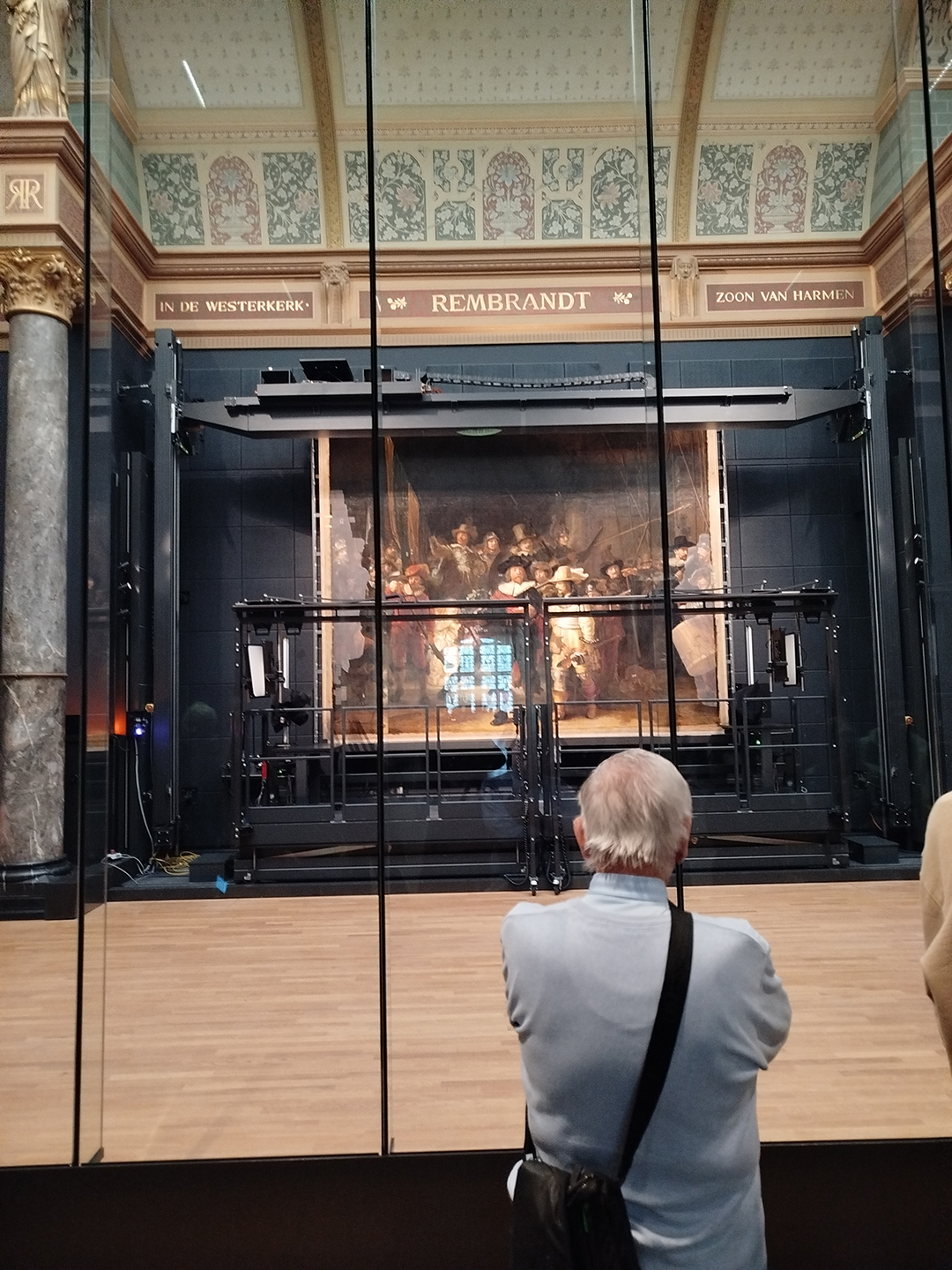 Restoration project of Rembrandt’s Night Watch painting in the Rijksmuseum Amsterdam.